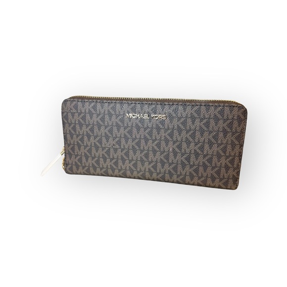 Michael Kors Jet Set Travel Large Brown Monogram Continental Wallet NWT - Picture 3 of 12